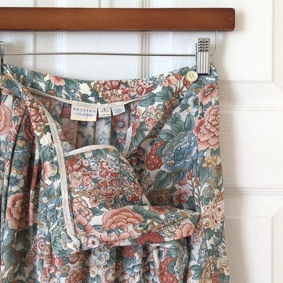 J.G. Hook 80's Vintage Flowy Floral Print Pleated High Waist A-Line Midi Skirt 6 - Picture 4 of 14